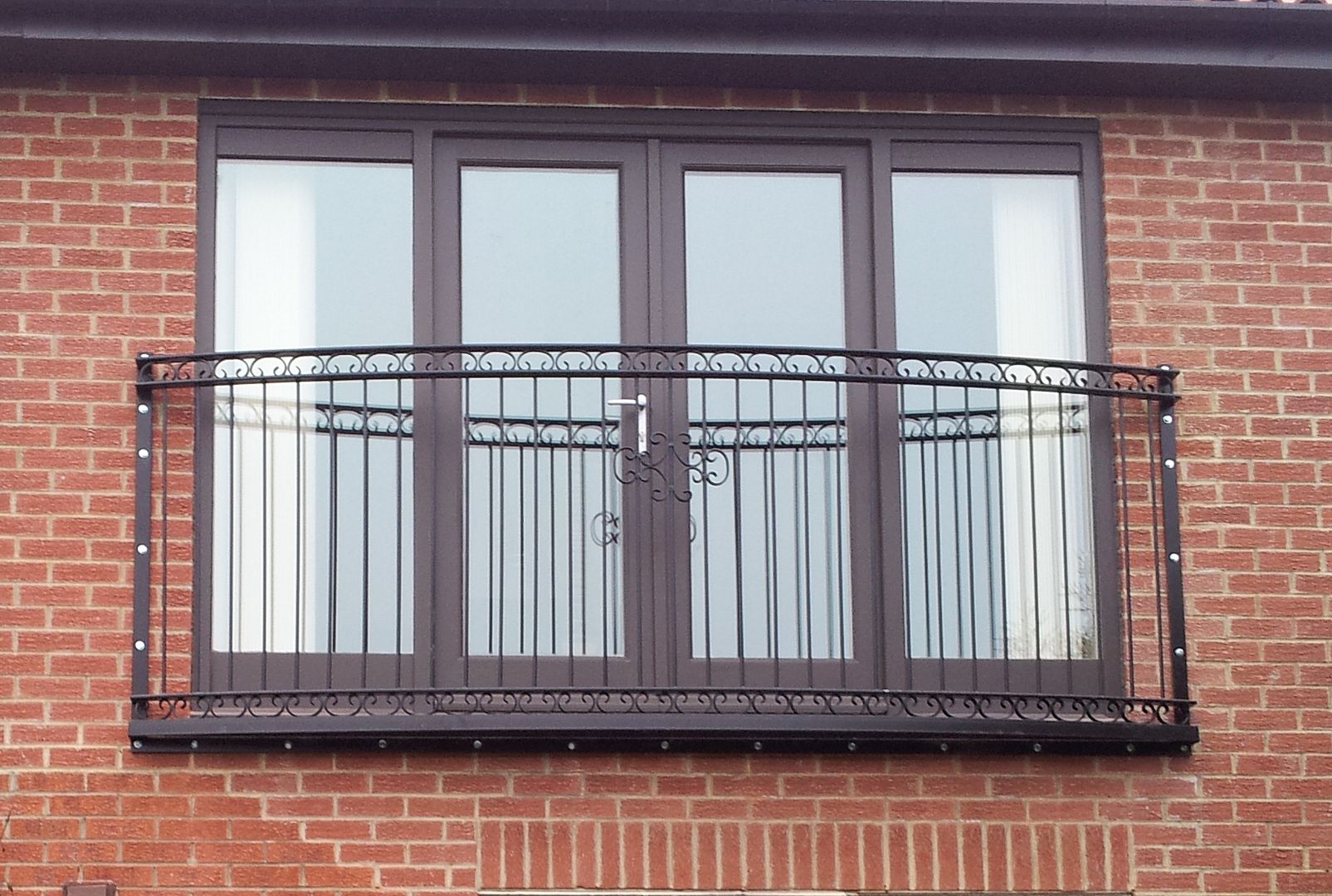 Curved juliet balcony balustrade railing Wrought iron steel
